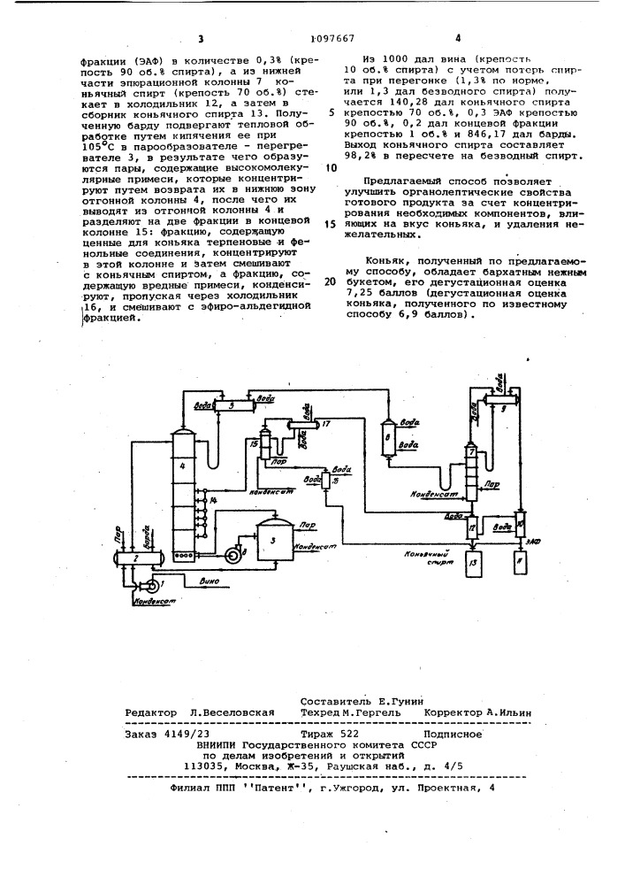 Способ получения коньячного спирта (патент 1097667)