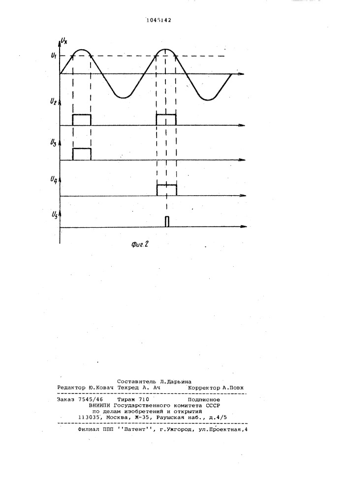 Устройство для измерения амплитуды синусоидального напряжения (патент 1045142)