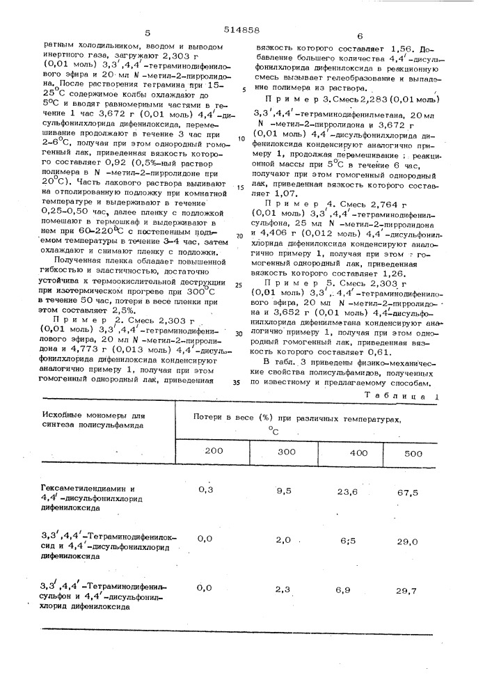 Способ получения полисульфамидов (патент 514858)