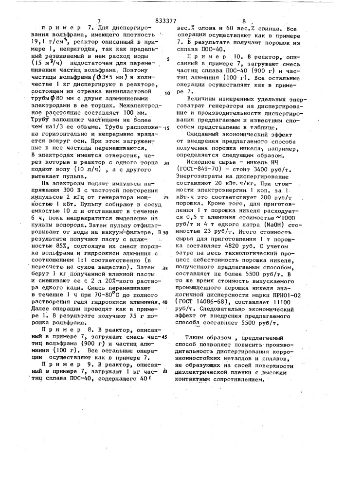 Способ получения металлическогопорошка (патент 833377)