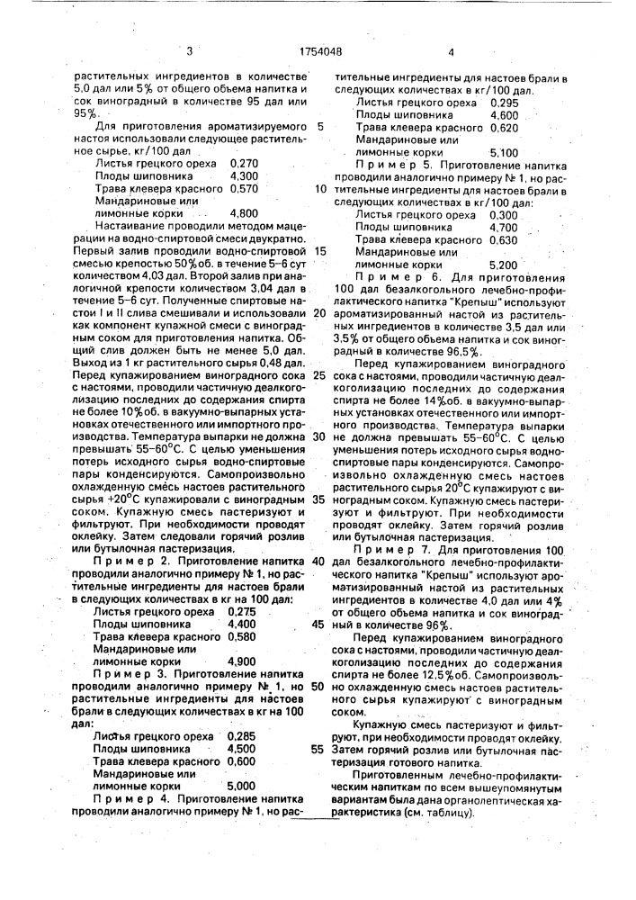 "напиток "крепыш" (патент 1754048)