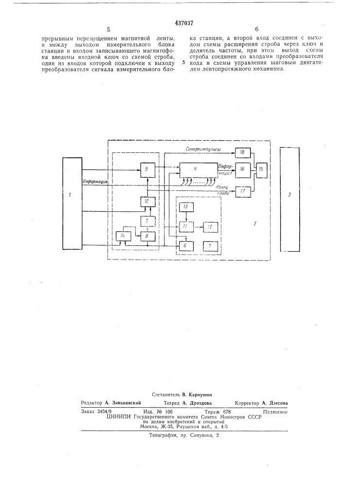 Автономная магнитная вариационная станция (патент 437037)