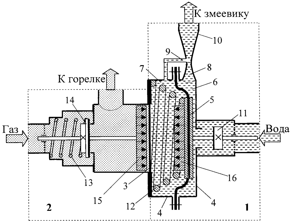 Водогазовый узел (патент 2641999)