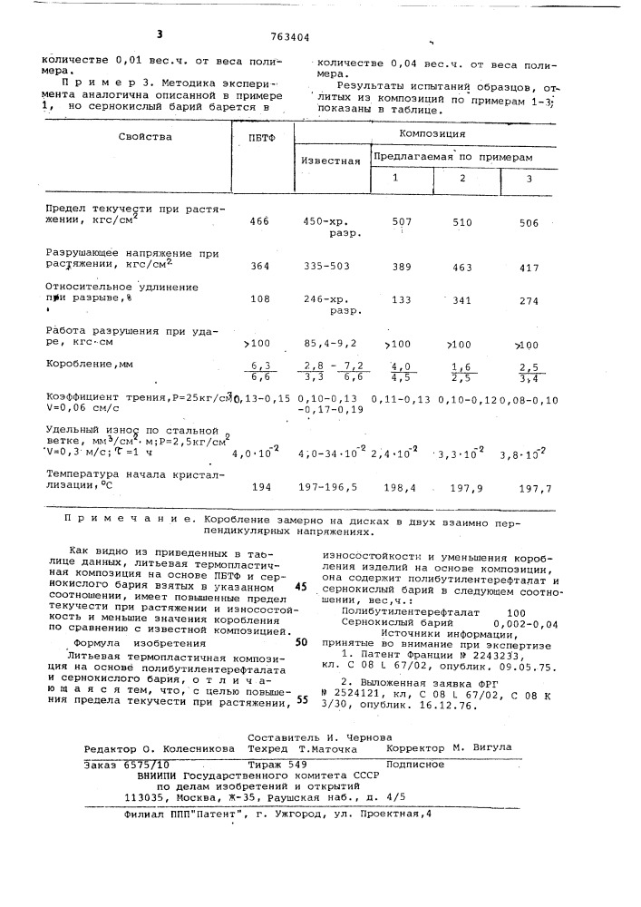 Литьевая термопластичная композиция (патент 763404)