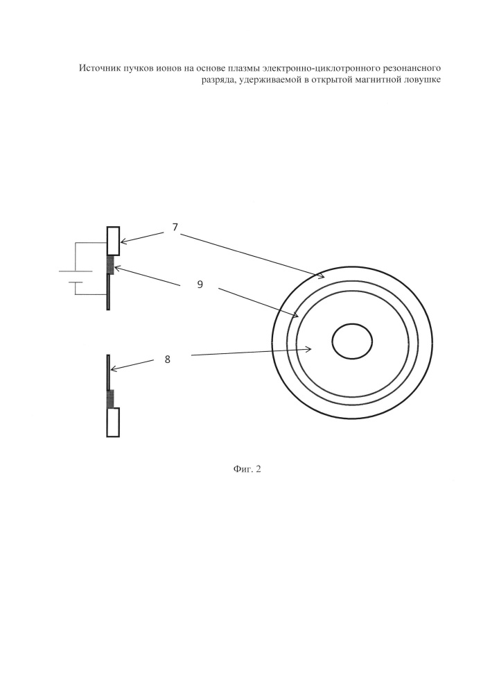 Источник пучка ионов на основе плазмы электронно-циклотронного резонансного разряда, удерживаемой в открытой магнитной ловушке (патент 2650876)