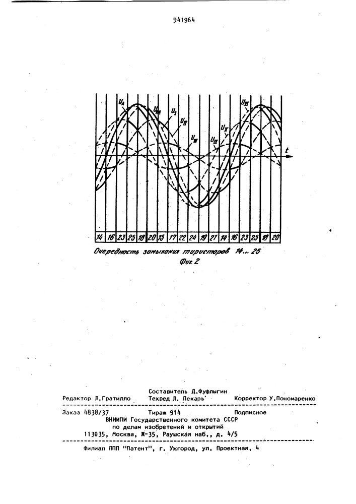 Устройство для регулирования трехфазного напряжения (патент 941964)