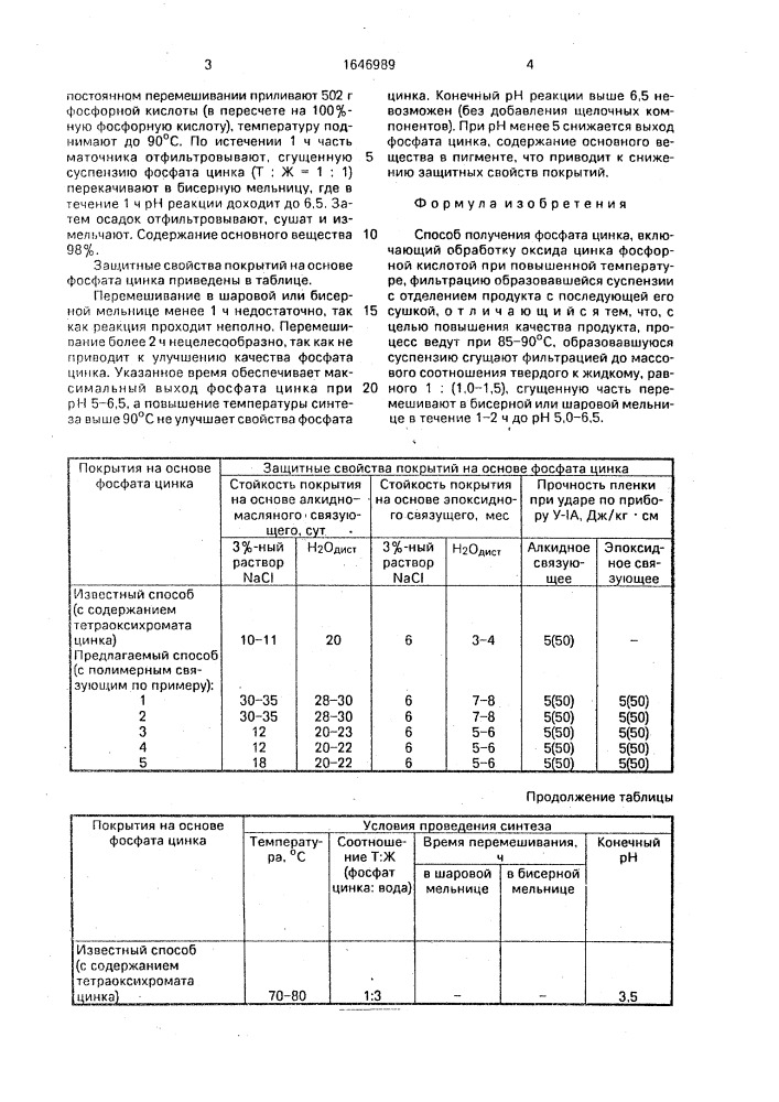 Способ получения фосфата цинка (патент 1646989)