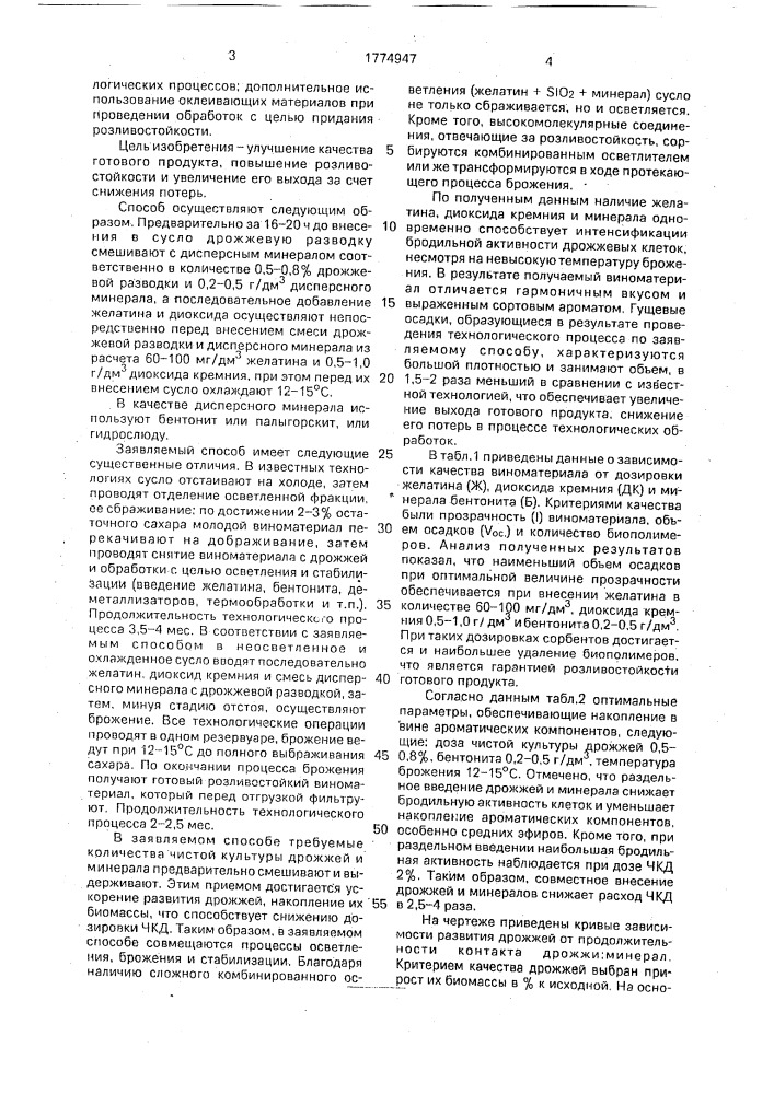 Способ производства шампанского или столового виноматериала (патент 1774947)