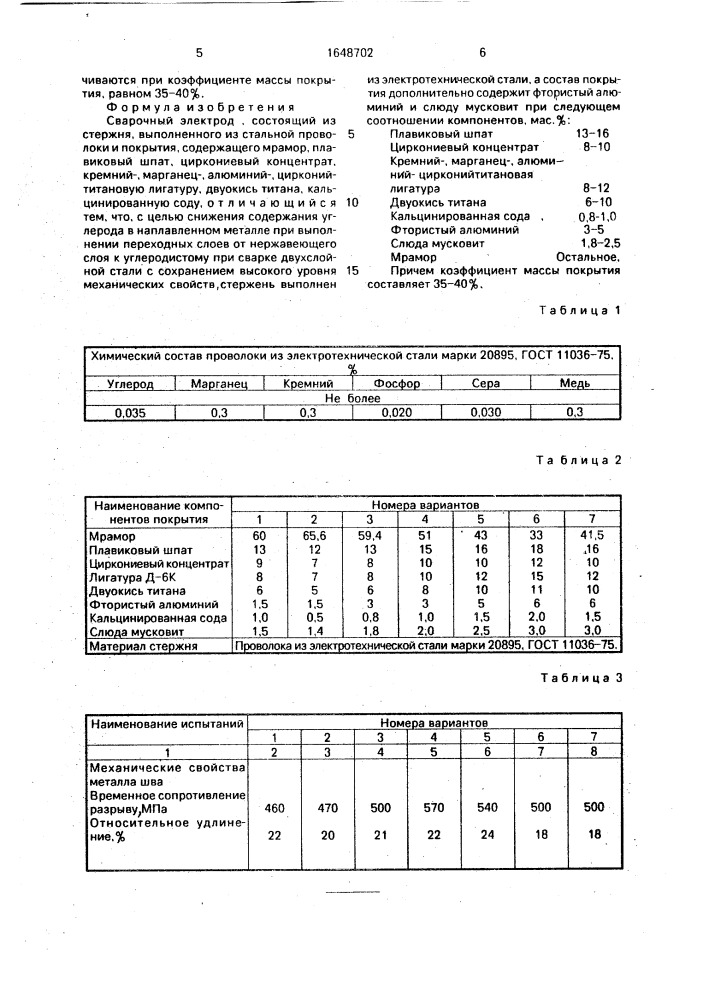 Сварочный электрод (патент 1648702)