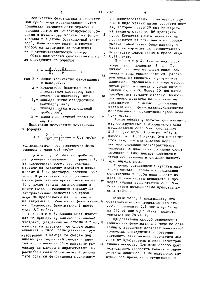 Способ определения количества фенотиазина в меде (патент 1120237)