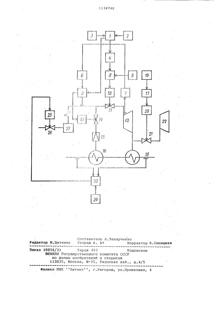 Система регулирования теплофикационной паротурбинной установки (патент 1134740)
