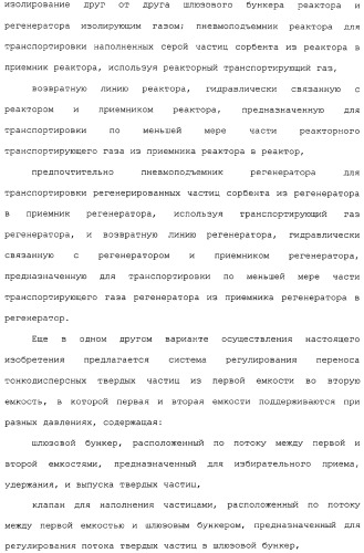 Система для обессеривания с механизмом переноса сорбента (патент 2312885)