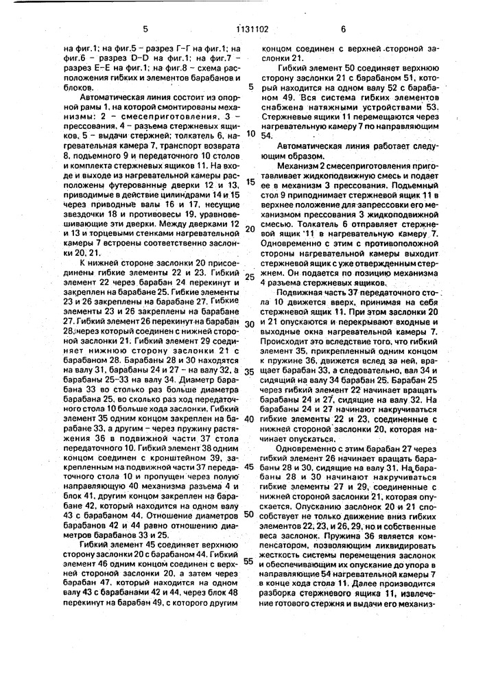 Автоматическая линия для изготовления стержней (патент 1131102)