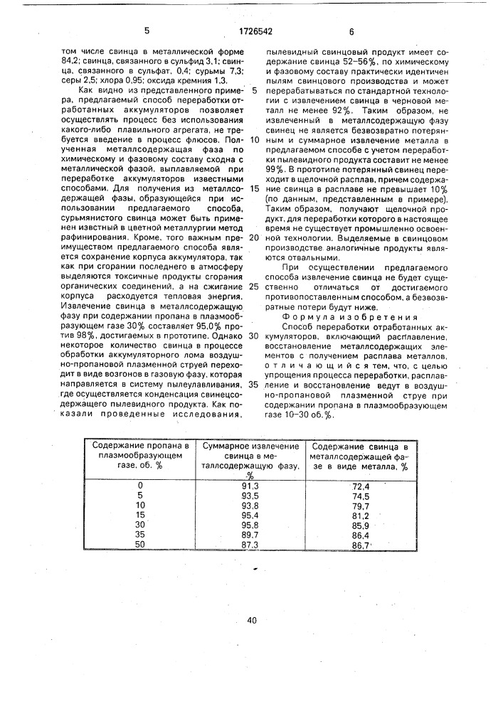 Способ переработки отработанных аккумуляторов (патент 1726542)