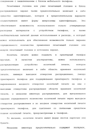 Удерживаемый в руке мобильный телефон с выполненным за одно целое внутренним принтером (патент 2344565)
