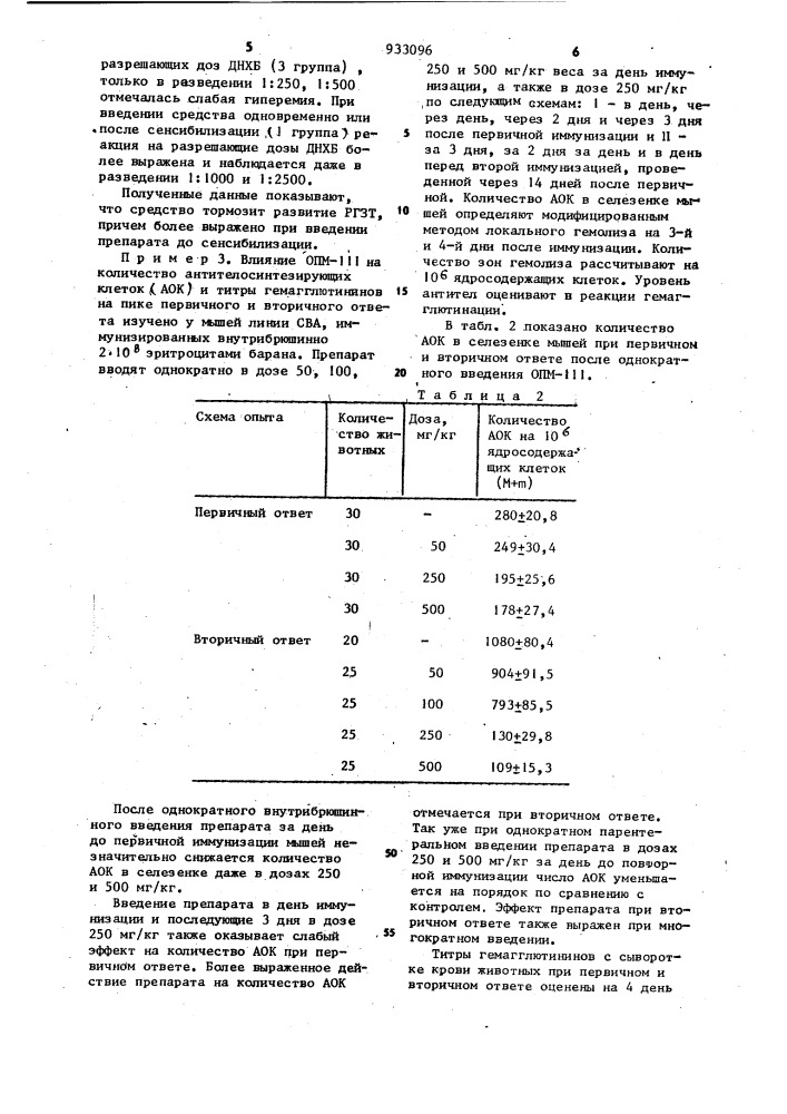 Средство,обладающее иммунодепрессивным действием (патент 933096)