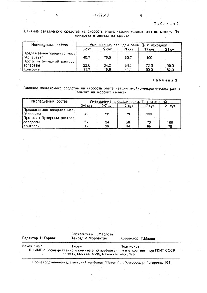 Ранозаживляющее средство (патент 1729513)