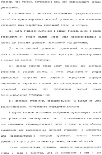 Устройство и способ для фракционирования гипсовой суспензии и способ производства гипсокартонных плит (патент 2313451)