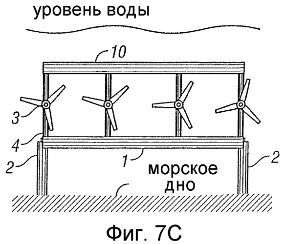 Погружные гидравлические турбины, установленные на деке (патент 2349791)