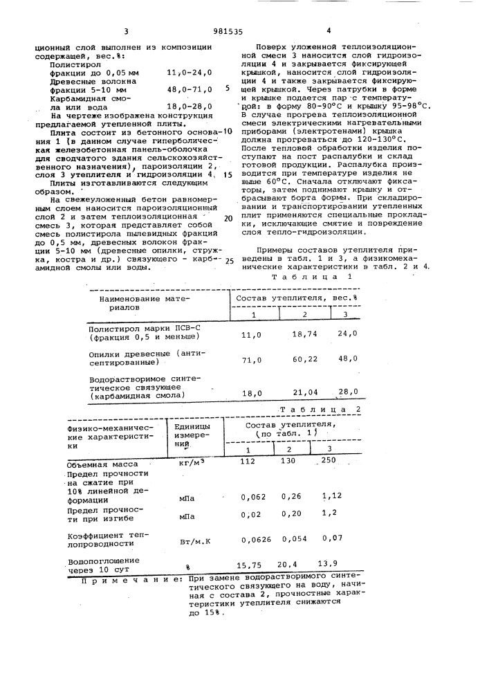 Комплексная плита покрытия (патент 981535)