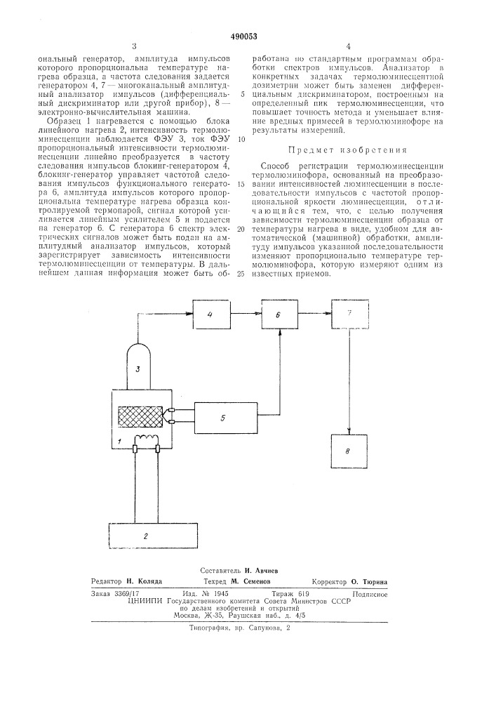 Способ регистрации термолюминесценции (патент 490053)
