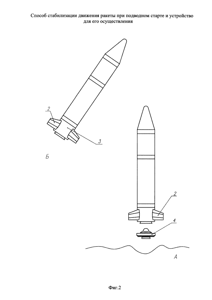 Способ стабилизации движения ракеты при подводном старте и устройство для его осуществления (патент 2607126)