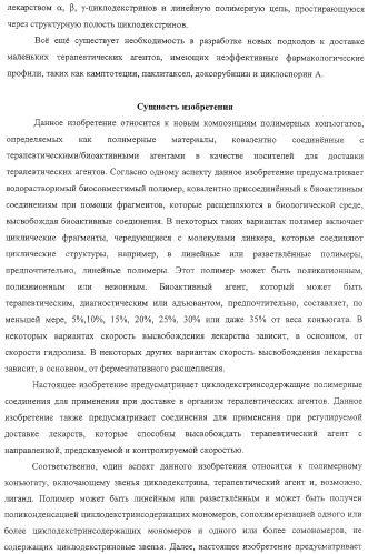 Полимеры на основе циклодекстрина для доставки терапевтических средств (патент 2332425)