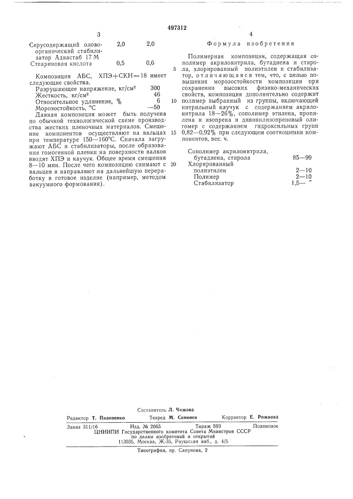 Полимерная композиция (патент 497312)