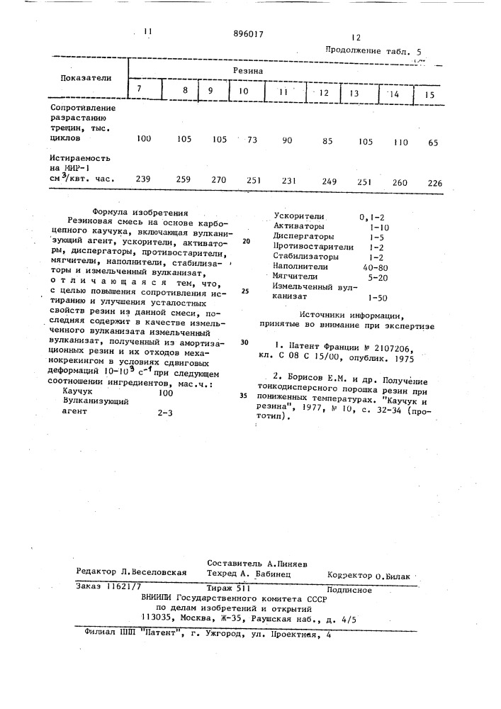 Резиновая смесь (патент 896017)