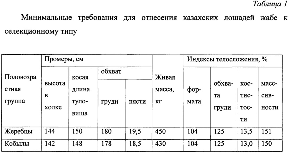 Способ отбора казахских лошадей жабе для селекционного процесса (патент 2648148)