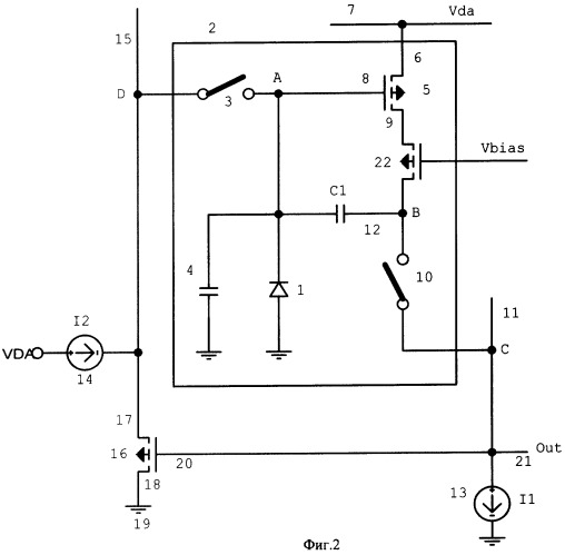 Схема считывания сигналов из ячеек матрицы фотодетекторов (патент 2356177)
