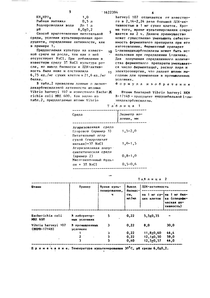 Штамм бактерий viвriо наrvеyi - продуцент индуцибельной l- лизиндекарбоксилазы (патент 1622394)