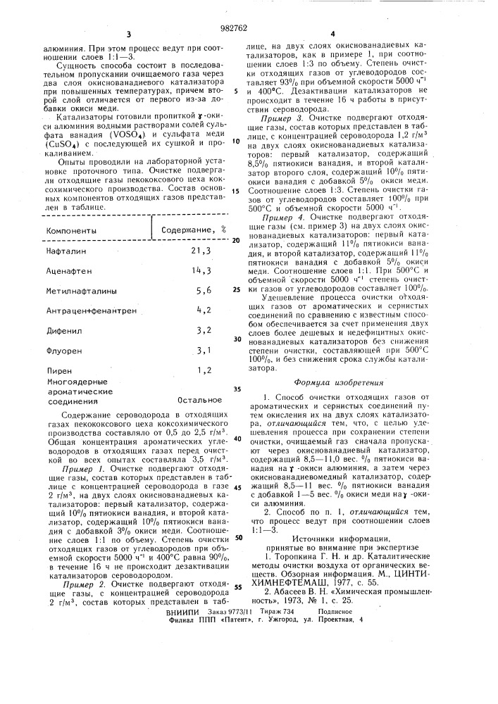 Способ очистки отходящих газов (патент 982762)