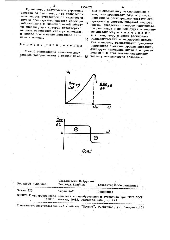 Способ определения величины дисбаланса роторов машин (патент 1552022)