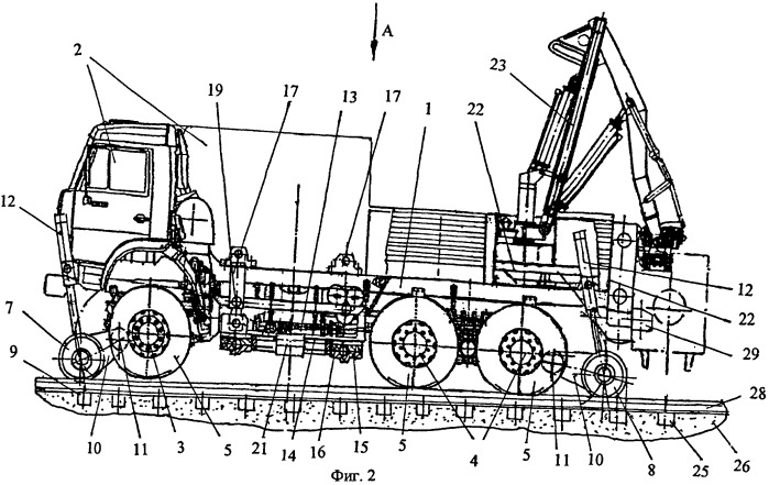 Транспортное средство на комбинированном ходу (патент 2411137)
