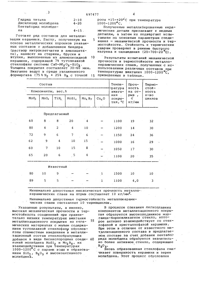 Состав для металлизации керамики (патент 697477)