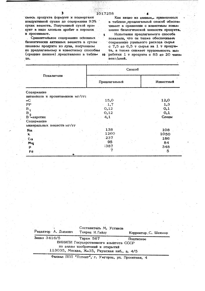 Способ получения сухого пищевого продукта из репчатого лука (патент 1017258)