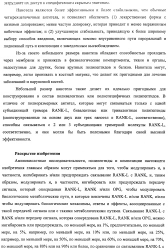 Аминокислотные последовательности, направленные на rank-l, и полипептиды, включающие их, для лечения заболеваний и нарушений костей (патент 2481355)