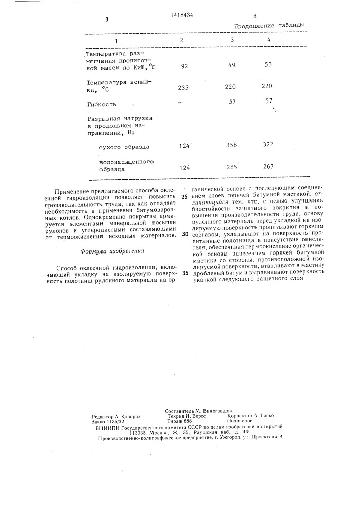 Способ оклеечной гидроизоляции (патент 1418434)