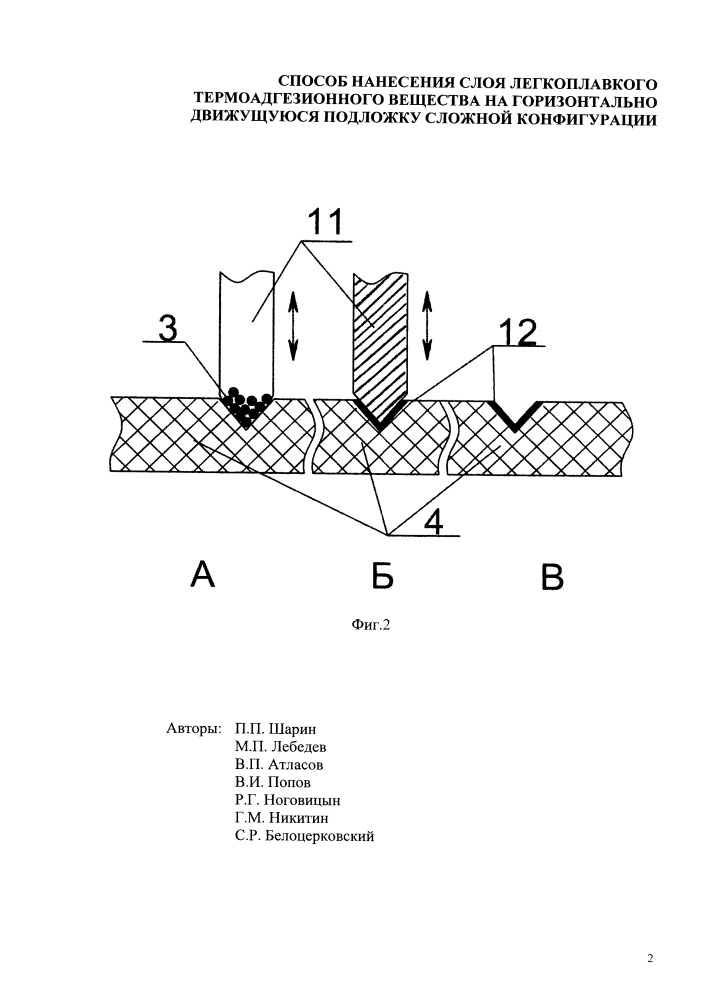 Способ нанесения слоя легкоплавкого термоадгезионного вещества на горизонтально движущуюся подложку сложной конфигурации (патент 2655557)