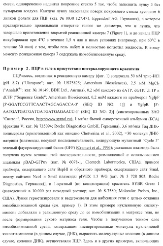 Бесконтактные способы обнаружения молекулярных колоний, наборы реагентов и устройство для их осуществления (патент 2394915)