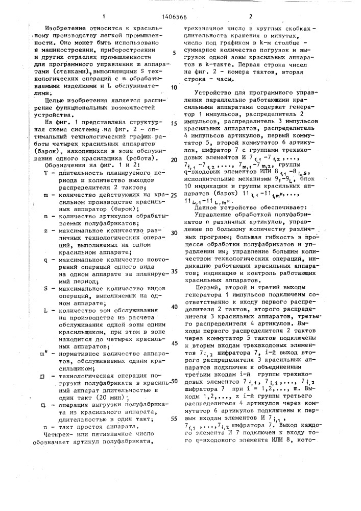 Устройство для программного управления параллельно работающими красильными аппаратами (патент 1406566)