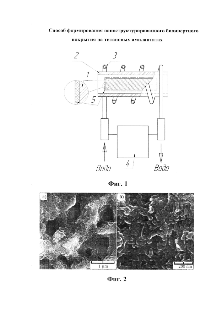 Способ формирования наноструктурированного биоинертного покрытия на титановых имплантатах (патент 2604085)