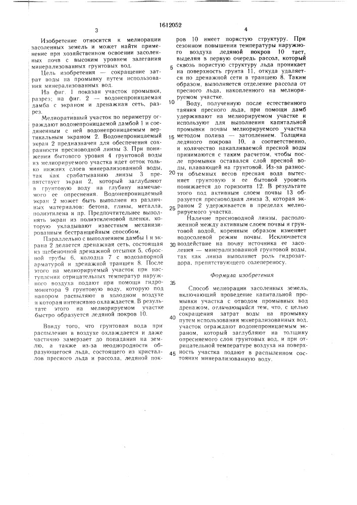 Способ мелиорации засоленных земель (патент 1612052)