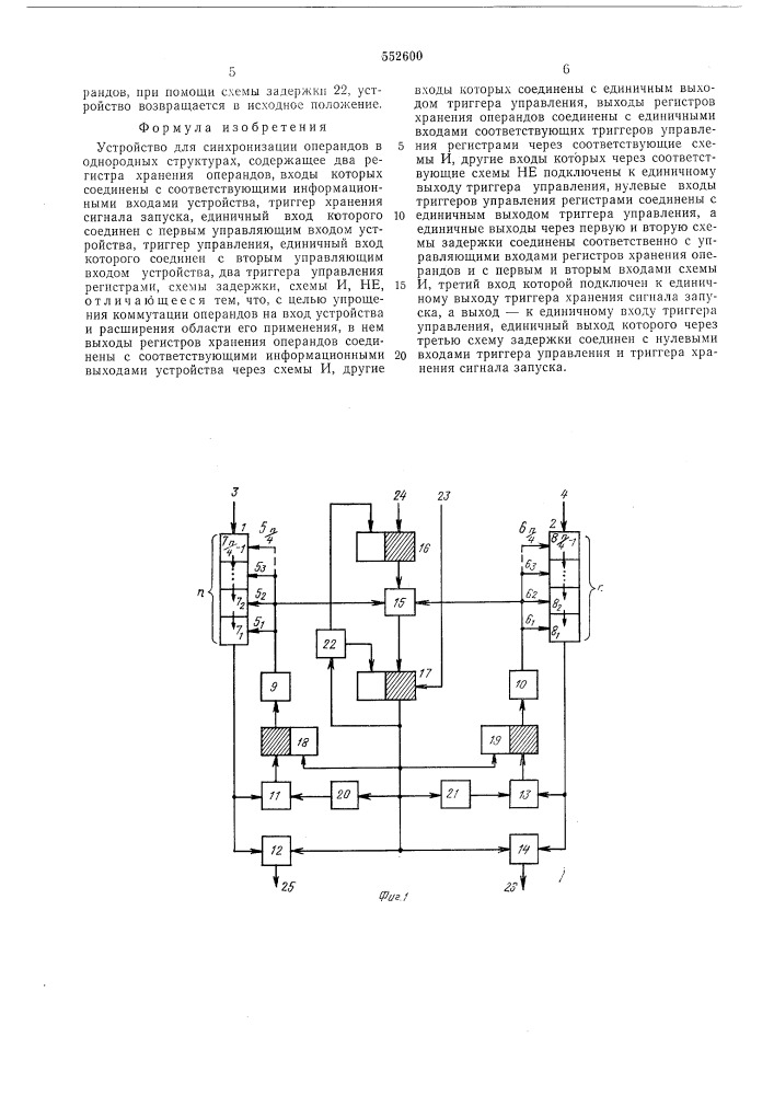 Устройство для синхронизации операндов в однородных структурах (патент 552600)