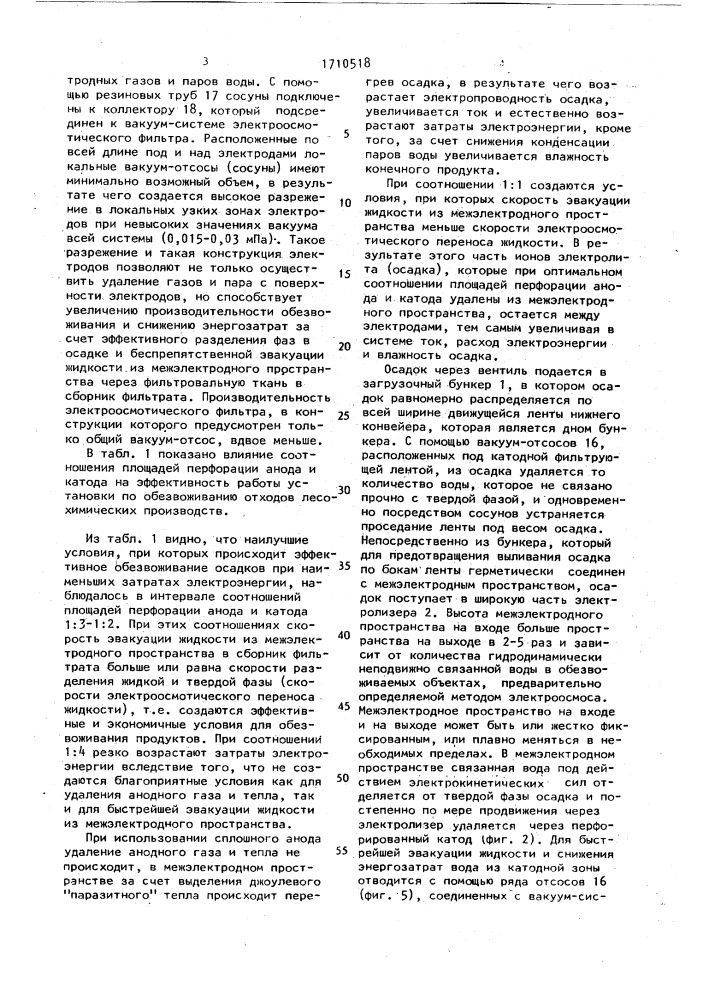 Устройство для обезвоживания отходов лесохимических производств (патент 1710518)