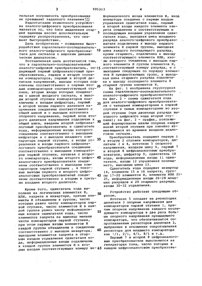Параллельно-последовательный аналого-цифровой преобразователь (патент 995313)