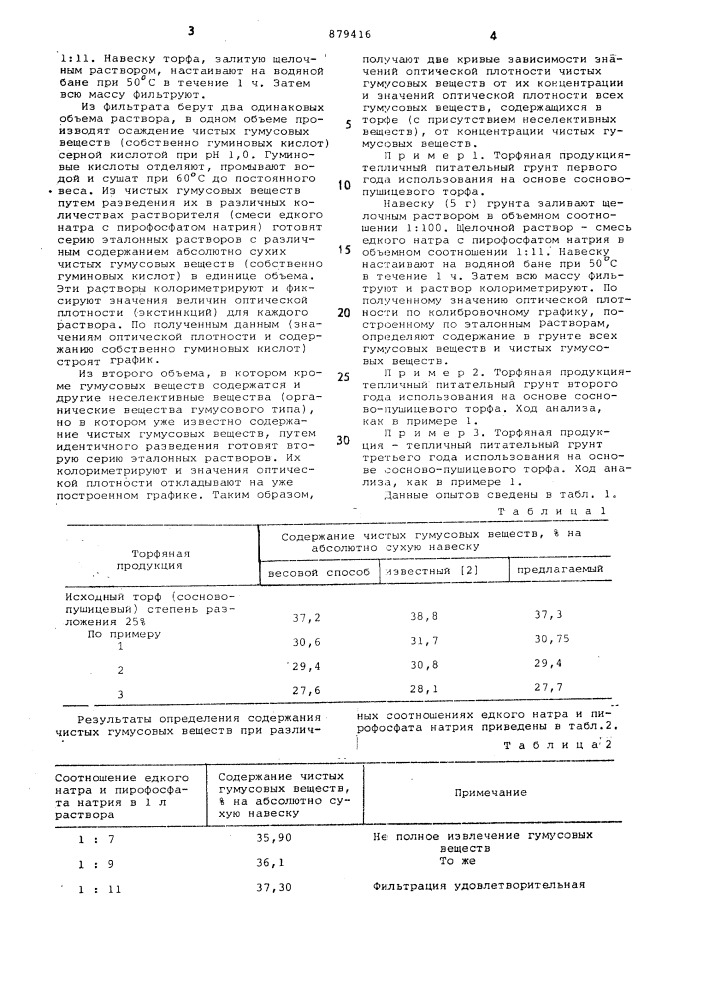 Способ определения гумусовых веществ (патент 879416)