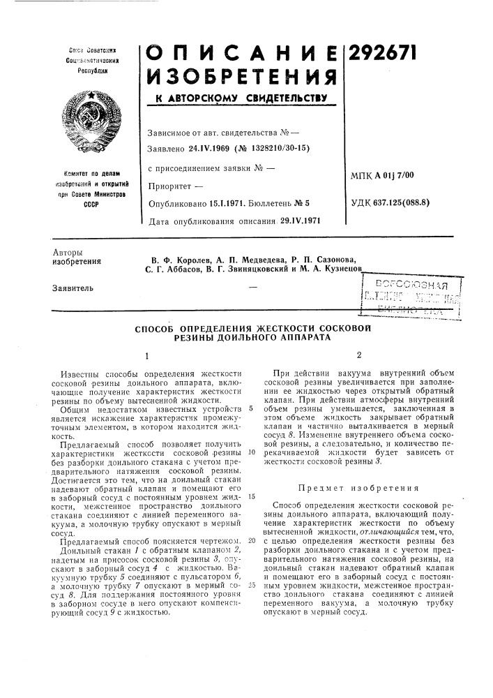 Вогссюзнля i (патент 292671)
