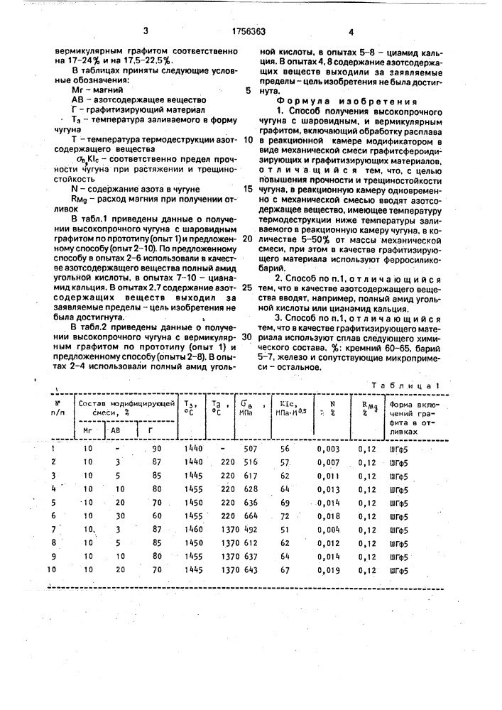 Способ получения высокопрочного чугуна с шаровидным и вермикулярным графитом (патент 1756363)